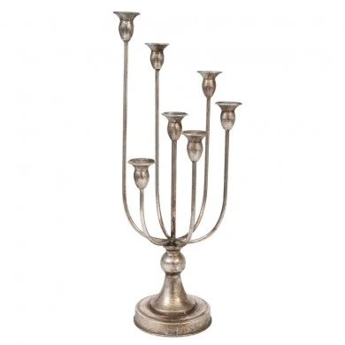 DECO SILVER ALUMINIUM 7 ARM CANDLELABRA 20X20X51CM