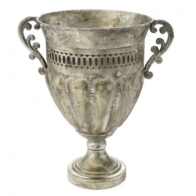 ANTIQUE SILVER METAL PLANTER 29x22x32CM