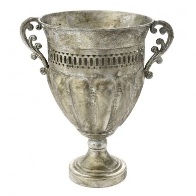 ANTIQUE SILVER METAL PLANTER 33x26x34CM