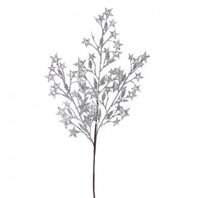XMAS SILVER BRANCH X3 WITH STAR LEAVES 58CΜ