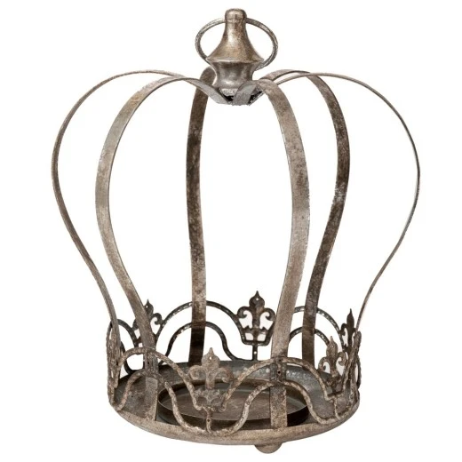 SILVER METAL CANDLE HOLDER CROWN 25X22X29CM
