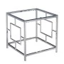 SILVER STAINLESS STEEL SIDE TABLE 55X55X55 CM WITH CLEAR GLASS TOP