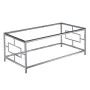 SILVER STAINLESS STEEL COFFEE TABLE 120X60X45 CM WITH CLEAR GLASS TOP