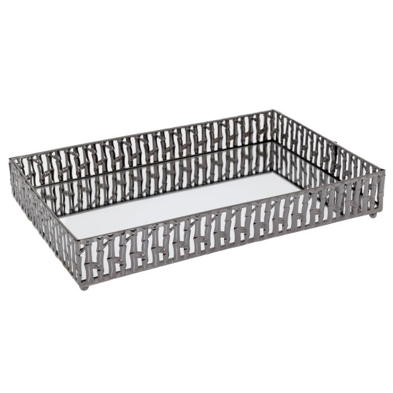 SILVER METAL TRAY 20X30 CM WITH MIRROR SURFACE