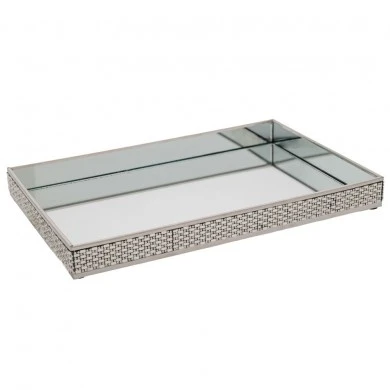 SILVER METAL TRAY 20X30 CM WITH MIRROR SURFACE