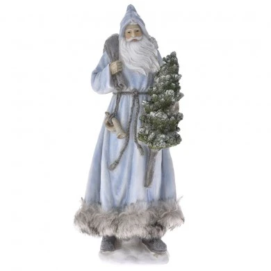 SILVER POLYRESIN SANTA 15X12X37,5CM