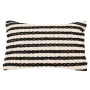 WHITE WITH BLACK STRIPES COTTON FABRIC FILLED CUSHION 50X33CM
