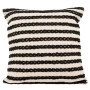 WHITE WITH BLACK STRIPES COTTON FABRIC FILLED CUSHION 50X50CM