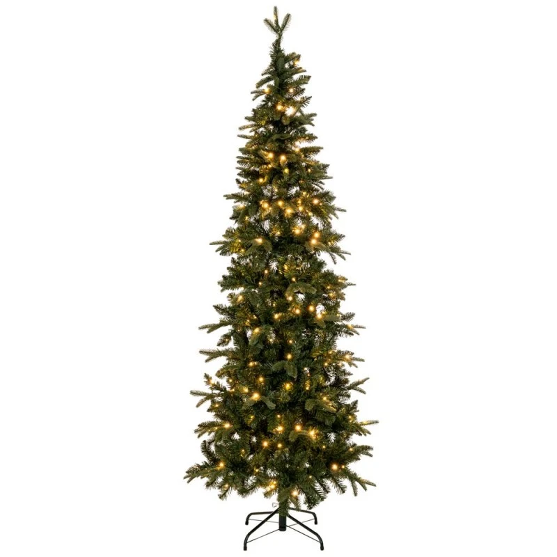 CHRISTMAS TREE PRE-LIT SLIM ALPINE 180CM WITH 200 LED WARM WHITE