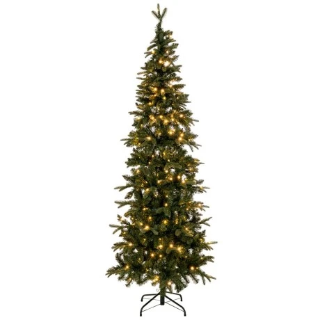 CHRISTMAS TREE PRE-LIT SLIM ALPINE 210CM WITH 300 LED WARM WHITE