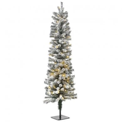 XMAS TREE PRE-LIT SNOW PENCIL D45Χ150CM WITH 140 WHITE LED LIGHTS