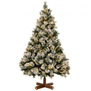 CHRISTMAS TREE PRE-LIT SNOWY MONTCLAIR SPRUCE 180CM WITH 200 WARM WHITE LED AND MULTICLOLOR