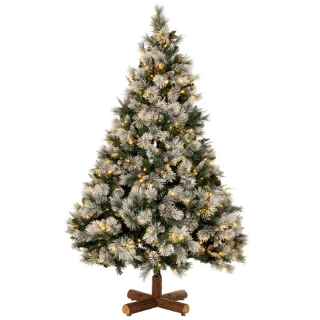 CHRISTMAS TREE PRE-LIT SNOWY MONTCLAIR SPRUCE 180CM WITH 200 WARM WHITE LED AND MULTICLOLOR