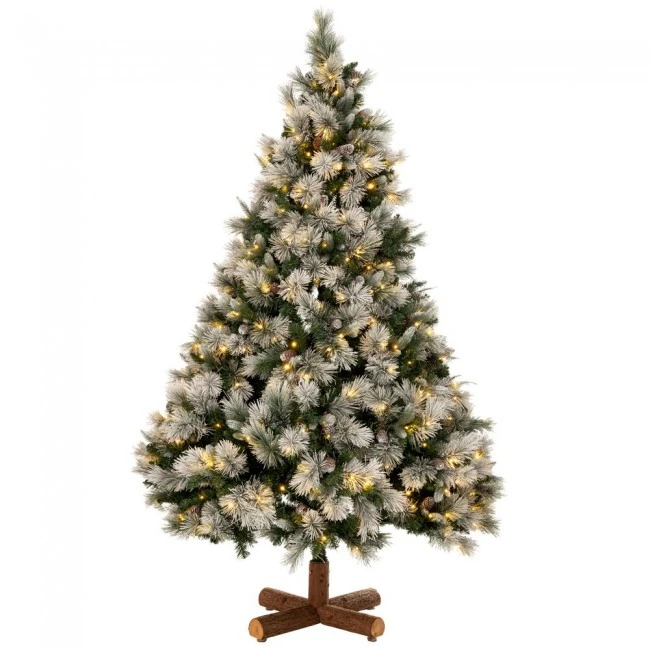 CHRISTMAS TREE PRE-LIT SNOWY MONTCLAIR SPRUCE 180CM WITH 200 WARM WHITE LED AND MULTICLOLOR