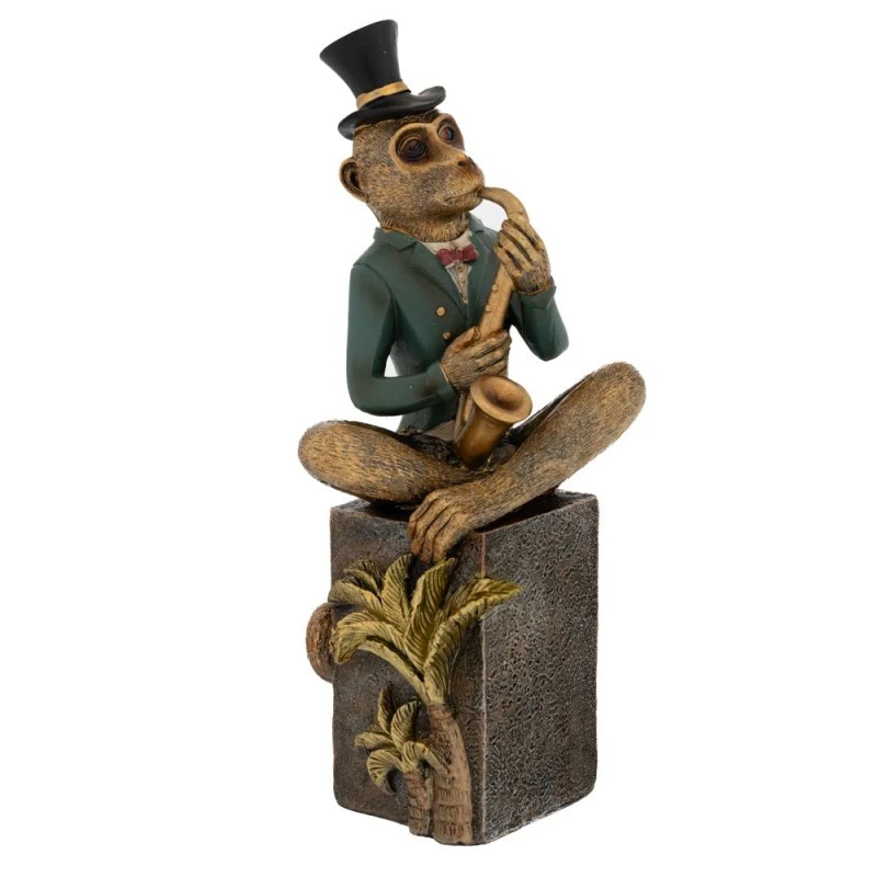DECO POLYRESIN MONKEY PLAYING SAXOPHONE 12X11X28CM