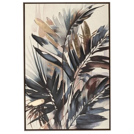 OIL PAINTING ON PRINTED CANVAS 80Χ120 CM WITH TROPICAL LEAVES