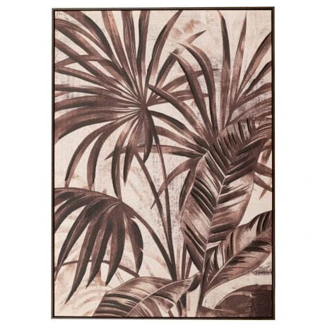 OIL PAINTING ON PRINTED LINEN PALLETE 100X140 CM WITH TROPICAL LEAVES