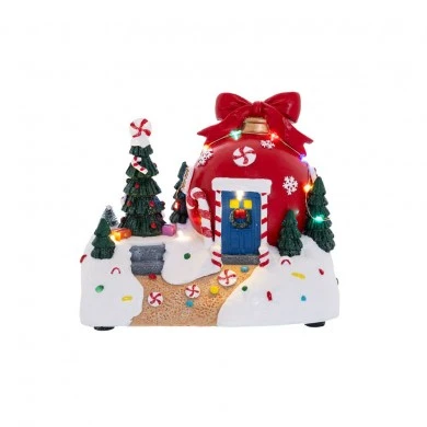 CHRISTMAS GIFT BALL LIGHTED HOUSE 19X13X16CM BATTERY OPERATED