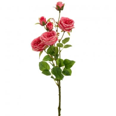 ARTIFICIAL FUXIA ROSE STEM X6 66CM