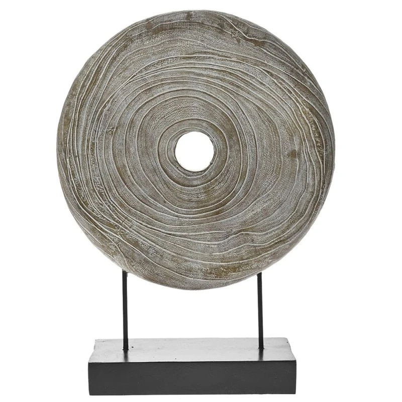 SILVER RESIN DISC SCULPTURE 28x8x39CM
