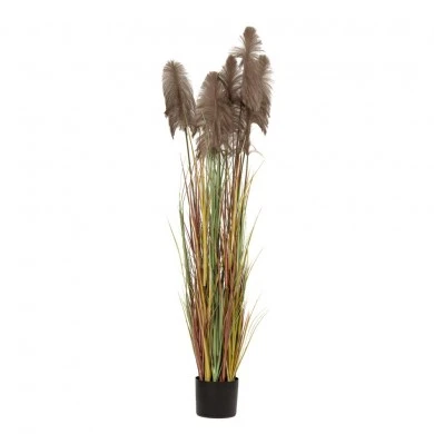 ARTIFICIAL BROWN PAMPAS GRASS Χ3 D23X220CM IN BLACK PLASTIC POT