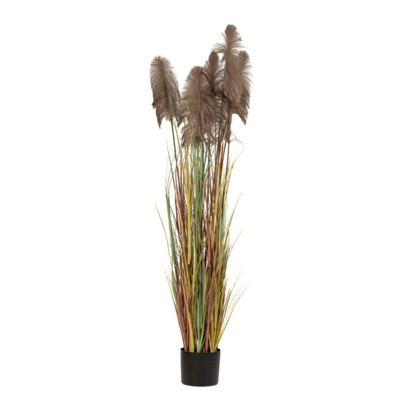 ARTIFICIAL BROWN PAMPAS GRASS Χ3 D23X220CM IN BLACK PLASTIC POT