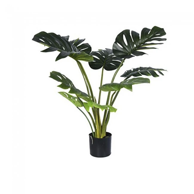 ARTIFICIAL MONSTERA PLANT WITH 9 LEAVES 90CM IN PLASTIC POT 15X13CM