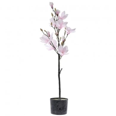 ARTIFICIAL PINK MAGNOLIA TREE 114 CM IN BLACK PE POT