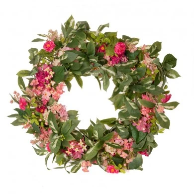 ARTIFICIAL PINK HYDRANGEA WREATH 75CM