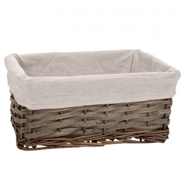 GREY BASKET WITH FABRIC LINING 30X20X13 CM