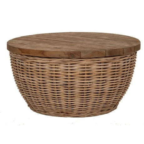 GREY RATTAN COFFEE TABLE 65X34CM