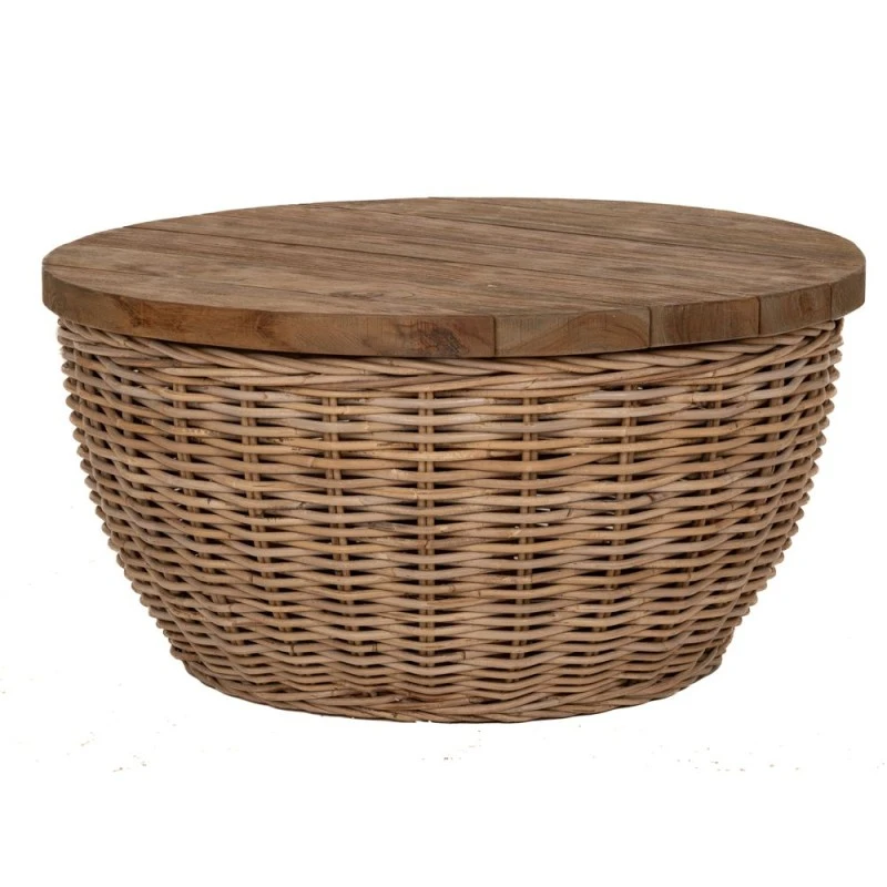 GREY RATTAN COFFEE TABLE 65X34CM