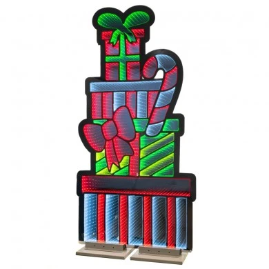 120CM INIFINITY LIGHT STANDING COLUMN OF GIFTS  WITH WOODEN AND ALUMINIUM BASE  DOUBLE FACE ILUMINATED FROM BOTH SIDES WITH EUROPEAN PLUG,