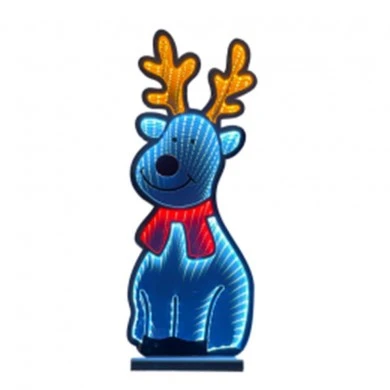 60CM INFINITY STANDING REINDEER WITH WOODEN BASE  DOUBLE FACE ILUMINATED FROM BOTH SIDES WITH EUROPEAN PLUG
