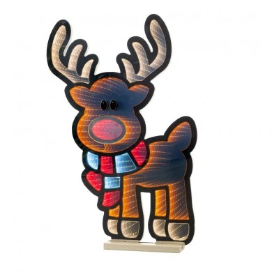 40CM INFINITY DEER WITH WOODEN BASE  DOUBLE FACE ILUMINATED FROM BOTH SIDES WITH EUROPEAN PLUG