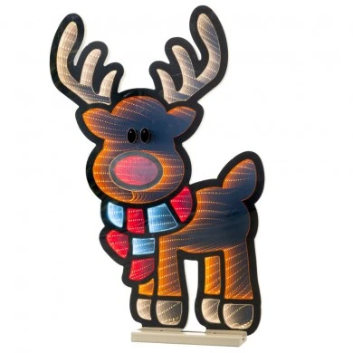 60CM INFINITY DEER WITH WOODEN BASE  DOUBLE FACE ILUMINATED FROM BOTH SIDES WITH EUROPEAN PLUG