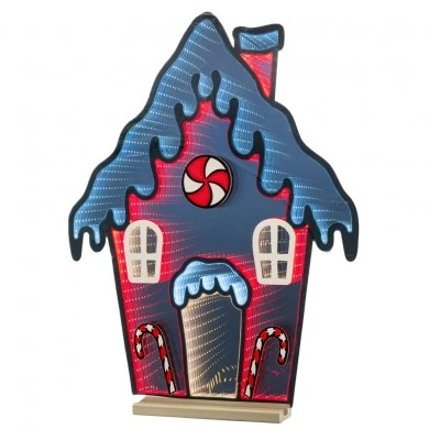 65CM INFINITY STANDING GINGERBREAD HOUSE WITH WOODEN BASE DOUBLE FACE ILUMINATED FROM BOTH SIDES WITH EUROPEAN PLUG