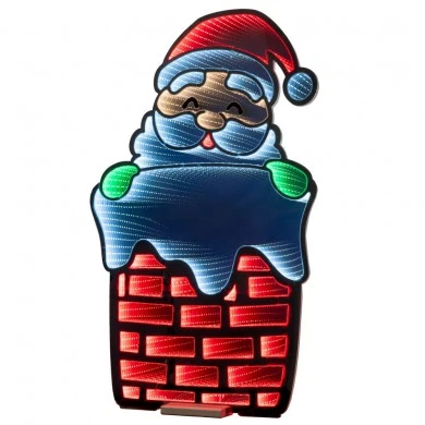 90CM INFINITY SANTA ON CHIMNEY WITH WOODEN BASE DOUBLE FACE ILUMINATED FROM BOTH SIDES WITH EUROPEAN PLUG