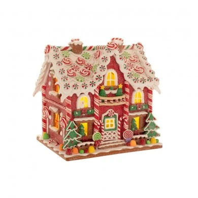 CANDY HOUSE WITH LED LIGHT 21X16X21CM