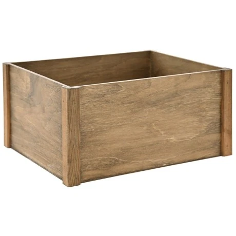 WOODEN CRATE 36X28X18CM FULLY ASSEMBLED AND DYED BROWN