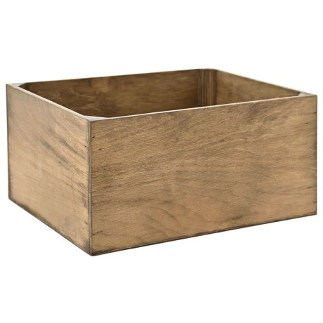 WOODEN CRATE  36X28X18CM  FULLY ASSEMBLED AND DYED BROWN