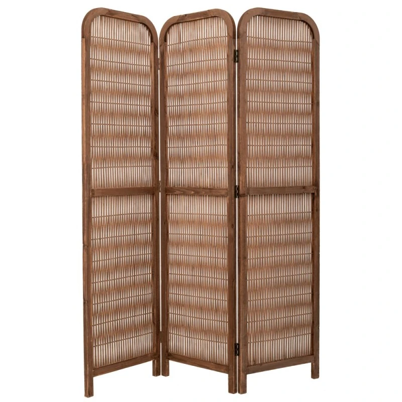 BROWN WOODEN FOLDING SCREEN X3 144Χ2,5Χ181CM