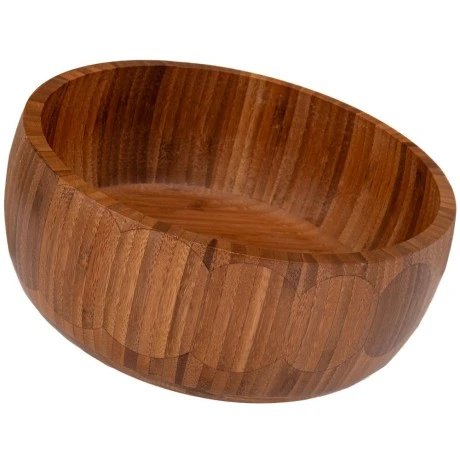 BROWN WOODEM ROUND BOWL D25X10CM
