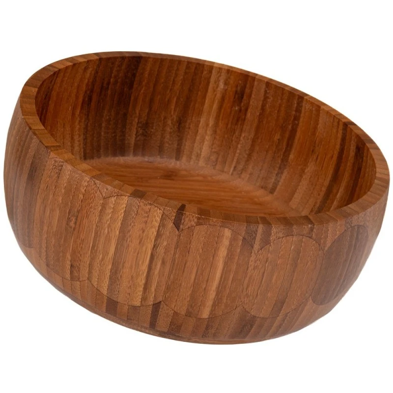 BROWN WOODEM ROUND BOWL D25X10CM