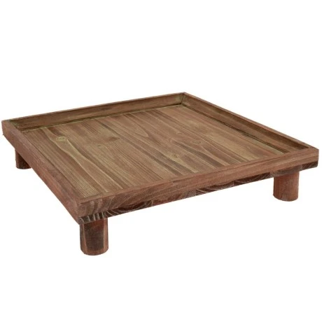 BROWN WOODEN TRAY WITH LEGS 30X30X6,5CM