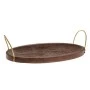 DECO BROWN WOODEN TRAY WITH GOLD HANDLES 36X20X10CM