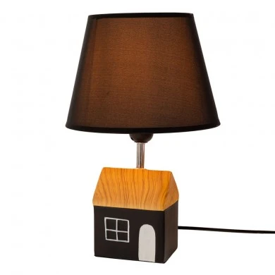 BROWN TABLE LAMP IN A HOUSE SHAPE BASE 33CM