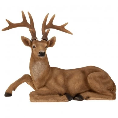 XMAS BROWN RESIN SITTING DEER 70X26X53,5CM