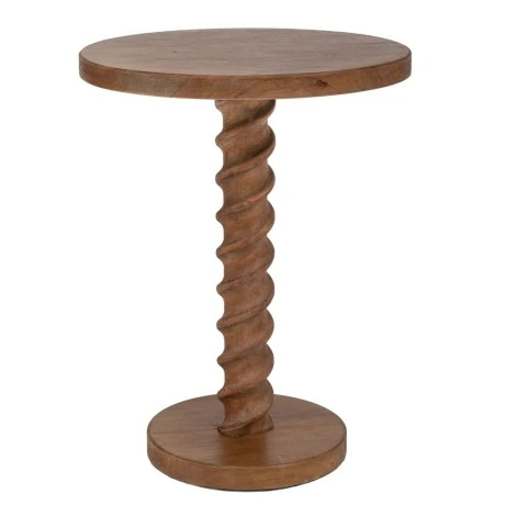 BROWN WOODEN ROUND SIDE TABLE 46X62CM
