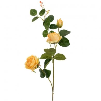 ARTIFICIAL YELLOW ROSE STEM X3 75CM